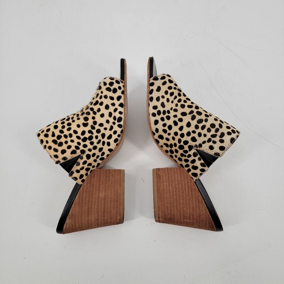 ABLE Rojas Cow Hair Size 8 Tan Black Cheetah Animal Print Square Toe Mules - Picture 16 of 16